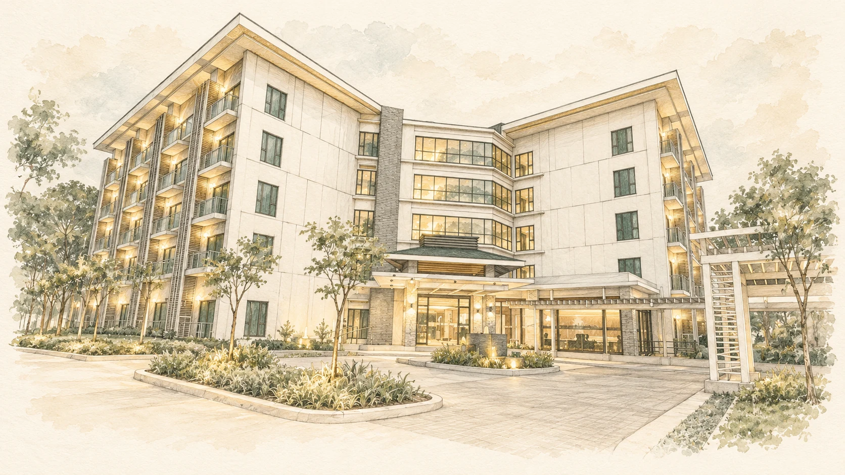 Architectural sketch of Widus Hotel Clark